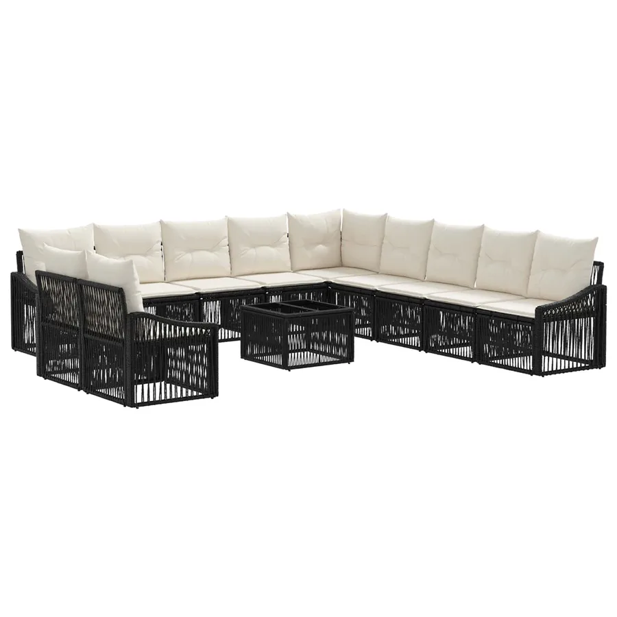 Ensemble de canapé de jardin 12 pcs Noir polyrotin - 2
