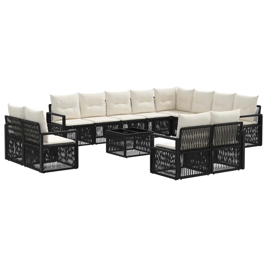 Ensemble de canapé de jardin 13 pcs Noir polyrotin - 2