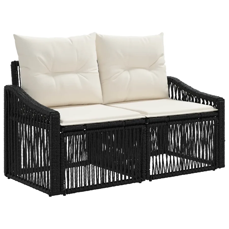 Ensemble de canapé de jardin 7 pcs Noir polyrotin - 3