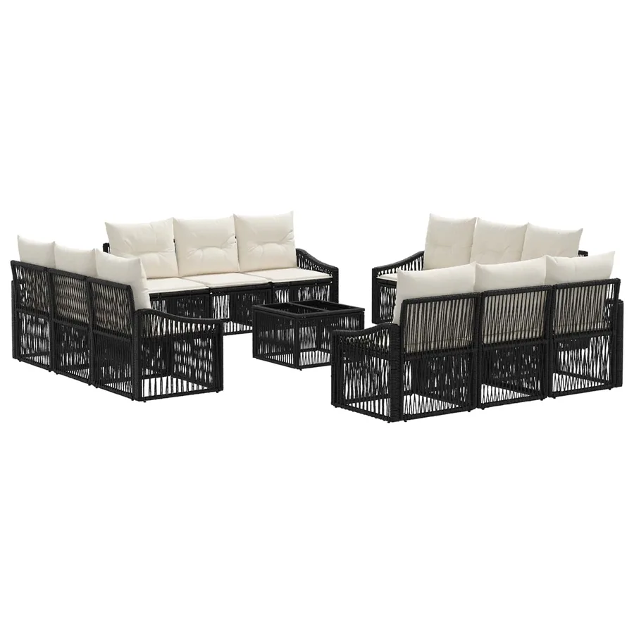 Ensemble de canapé de jardin 13 pcs Noir polyrotin - 2