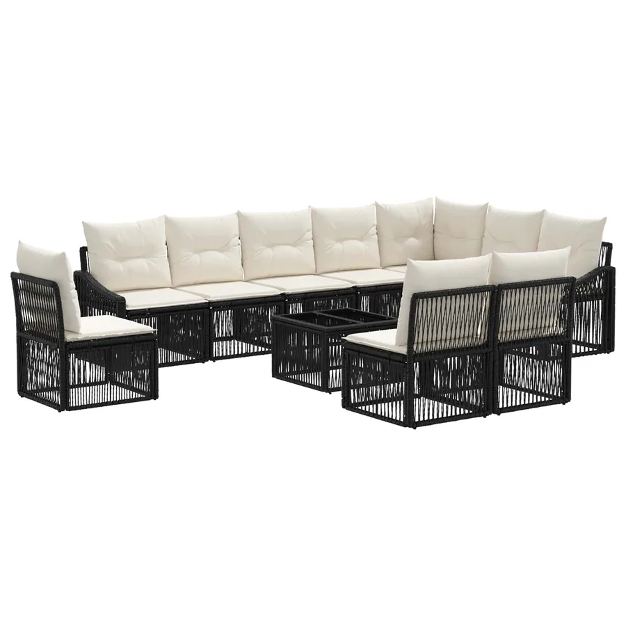 Ensemble de canapé de jardin 11 pcs Noir polyrotin - 2