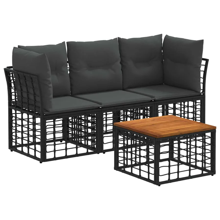 Ensemble de canapés d'extérieur 4 pcs Noir et Gris foncé - 2