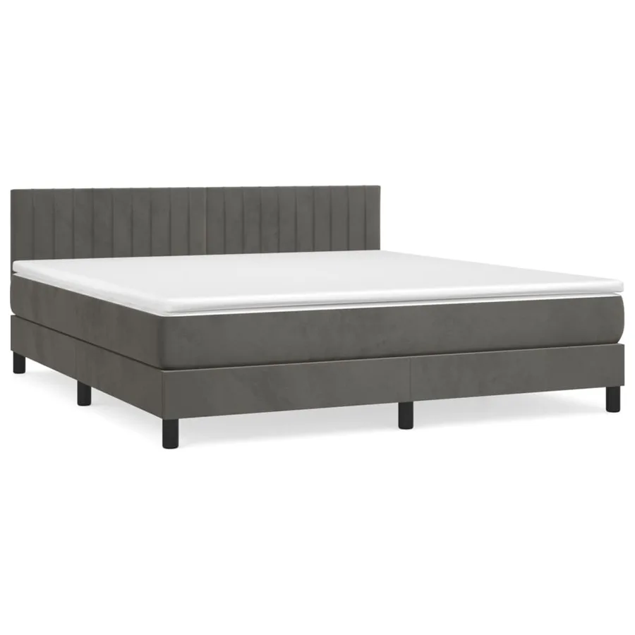 Sommier à lattes de lit et matelas Gris foncé 180x200cm Velours - 2