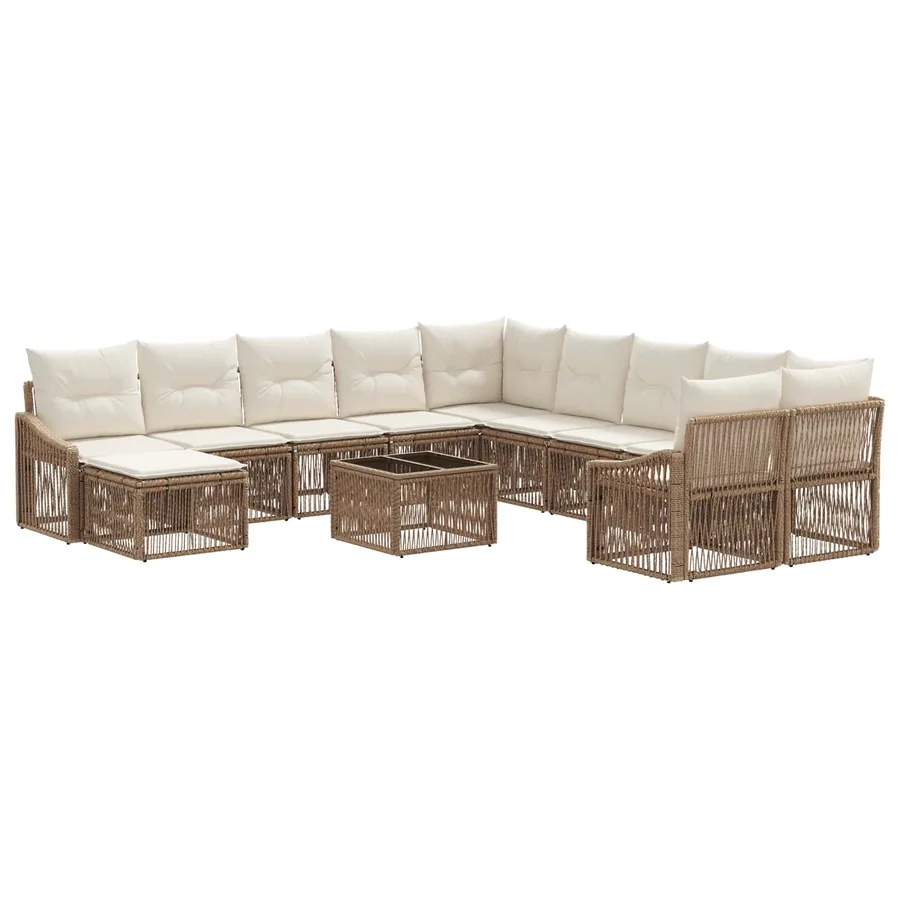 Ensemble de canapé de jardin 12 pcs Beige polyrotin - 2