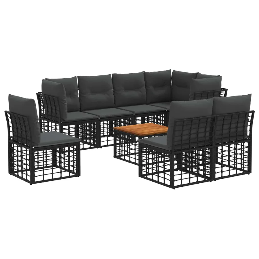 Ensemble de canapés d'extérieur 9 pcs Noir et Gris foncé - 2