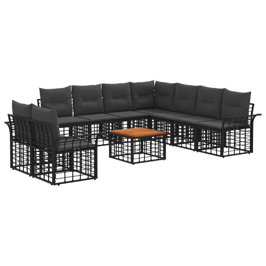 Ensemble de canapés d'extérieur 10 pcs Noir et Gris foncé - 2