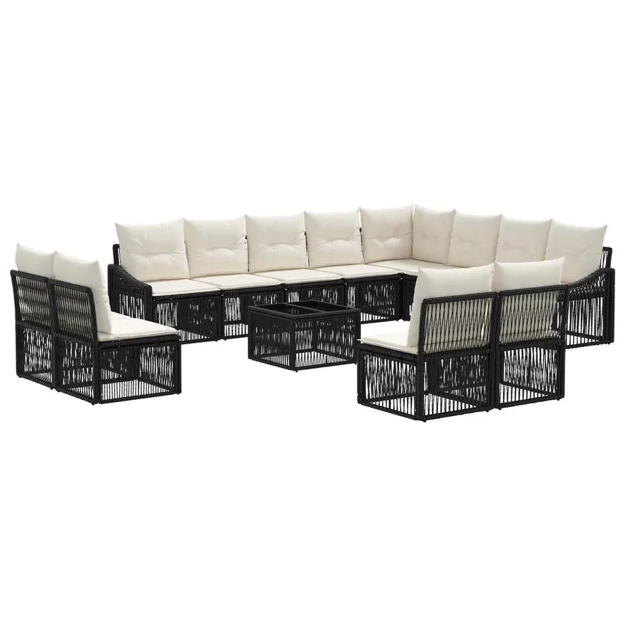 Ensemble de canapé de jardin 13 pcs Noir polyrotin - 2