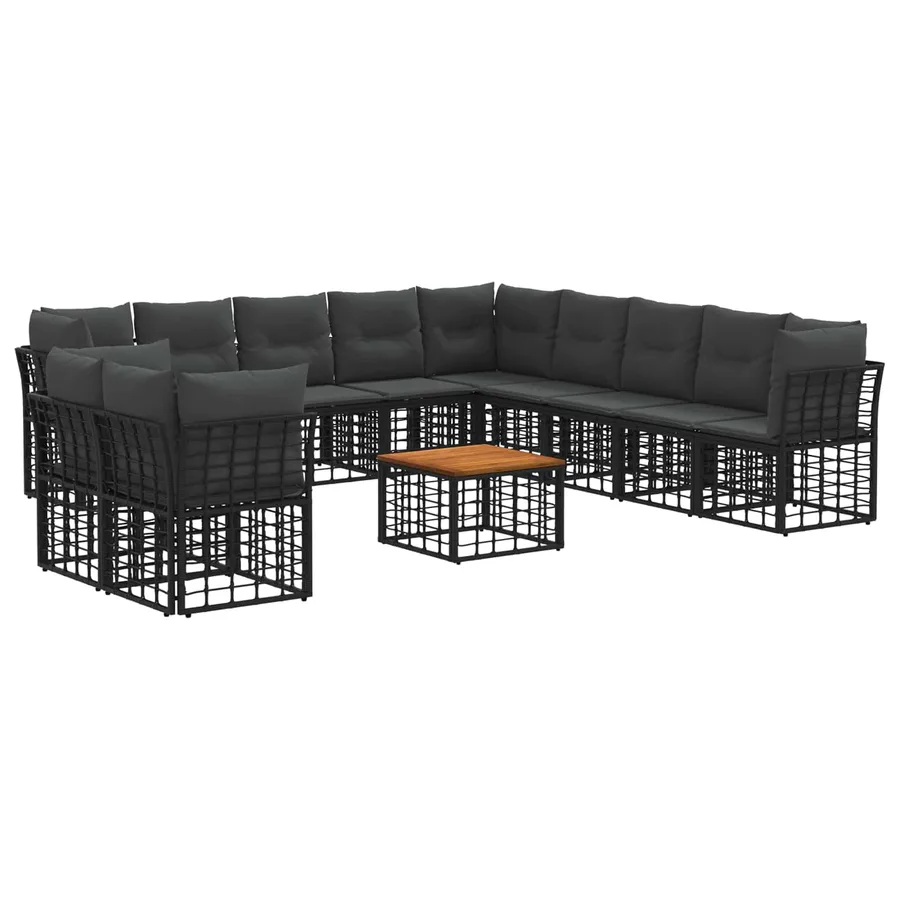 Ensemble de canapés d'extérieur 12 pcs Noir et Gris foncé - 2