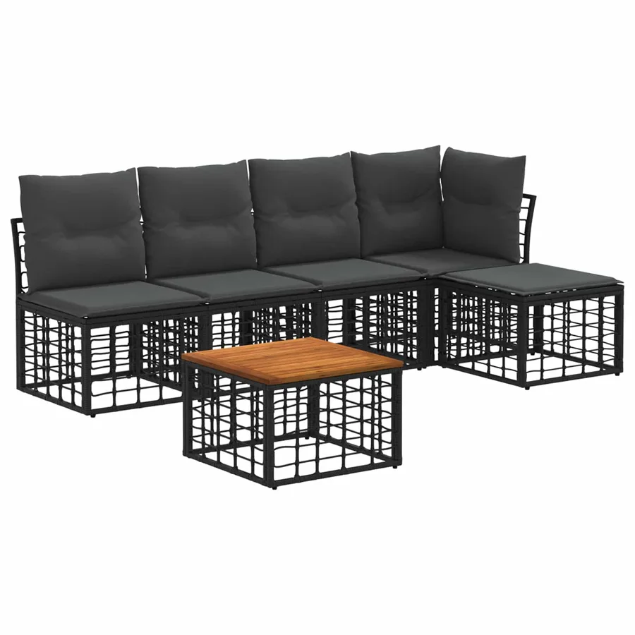 Ensemble de canapés d'extérieur 6 pcs Noir et Gris foncé - 2