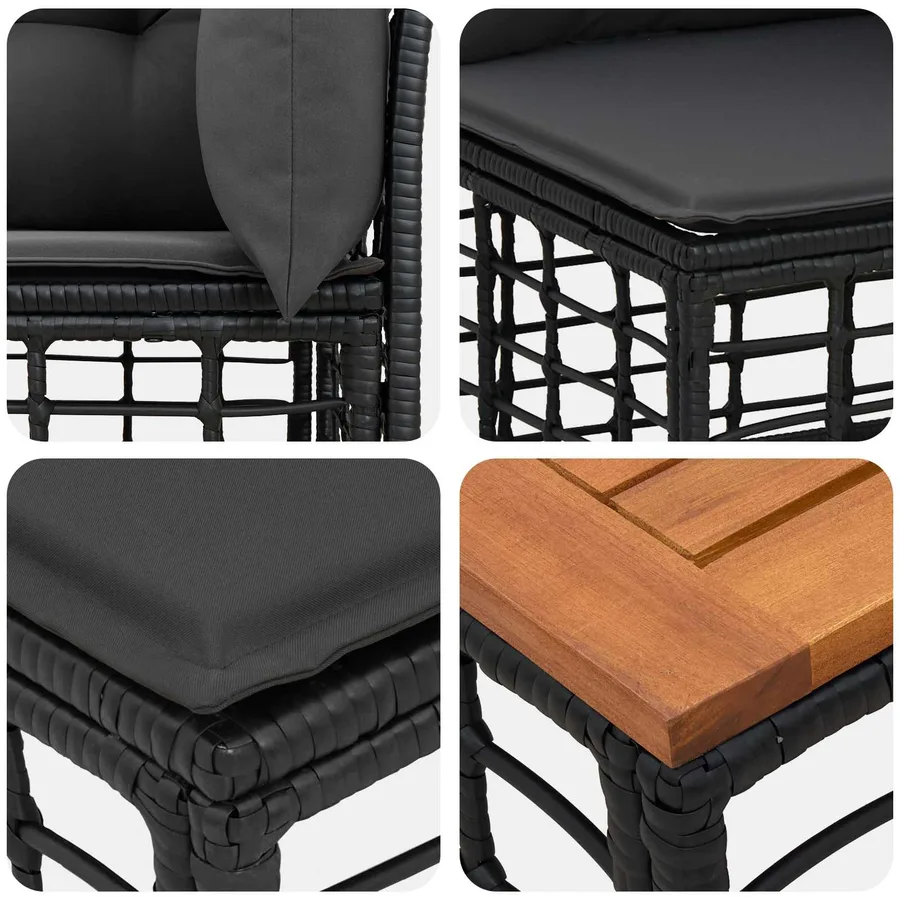 Ensemble de canapés d'extérieur 6 pcs Noir et Gris foncé - 7