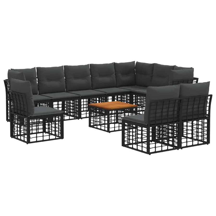 Ensemble de canapés d'extérieur 11 pcs Noir et Gris foncé - 2