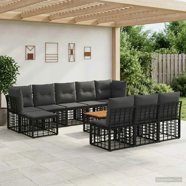 Ensemble de canapés d'extérieur 11 pcs Noir et Gris foncé