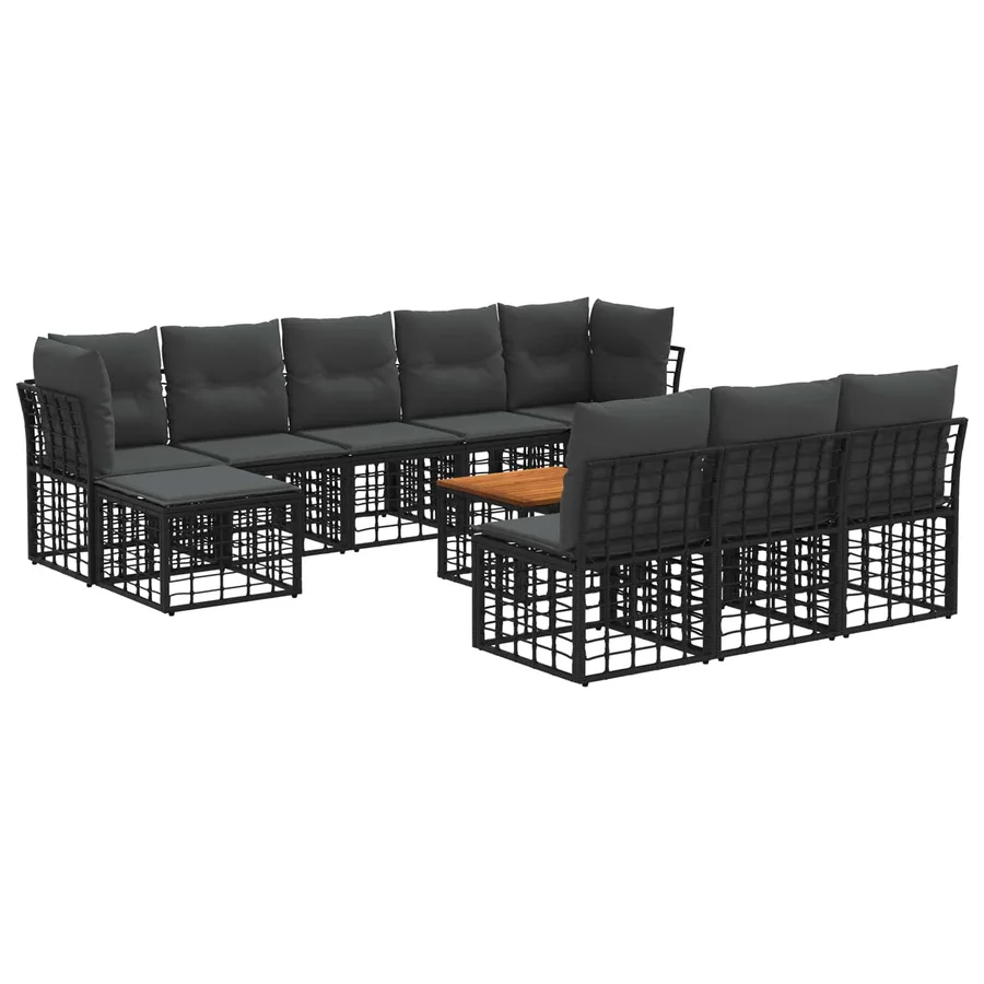 Ensemble de canapés d'extérieur 11 pcs Noir et Gris foncé - 2