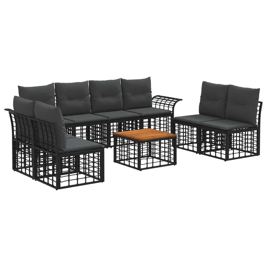 Ensemble de canapés d'extérieur 9 pcs Noir et Gris foncé - 2