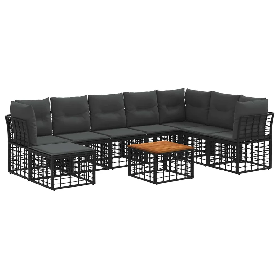 Ensemble de canapés d'extérieur 9 pcs Noir et Gris foncé - 2