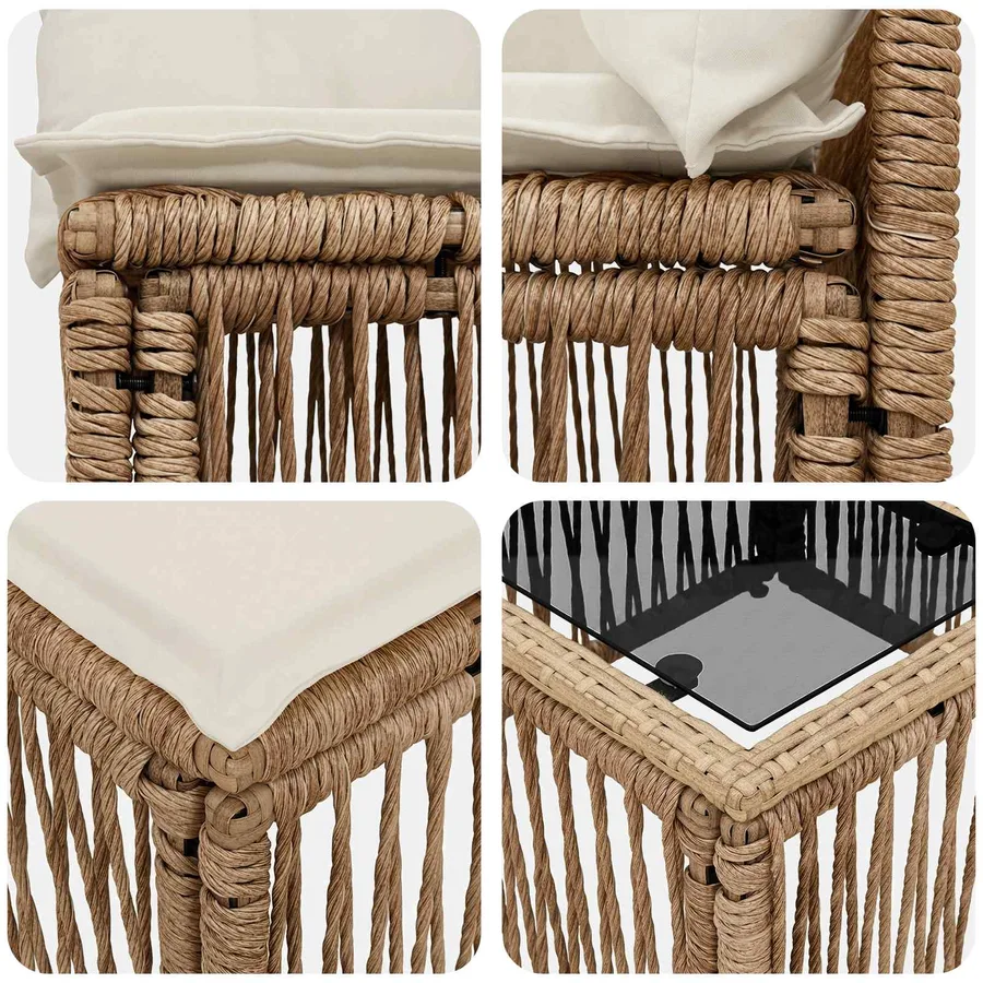 Ensemble de canapé de jardin 7 pcs Beige polyrotin - 7