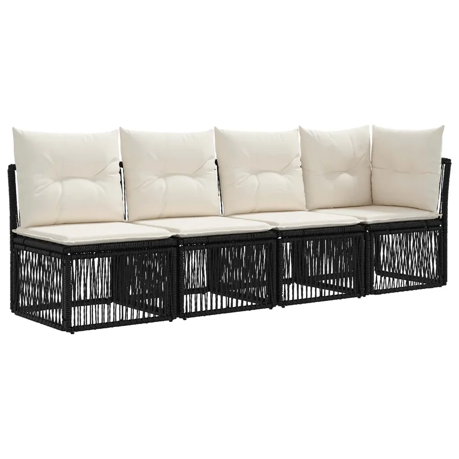 Ensemble de canapé de jardin 9 pcs Noir polyrotin - 4