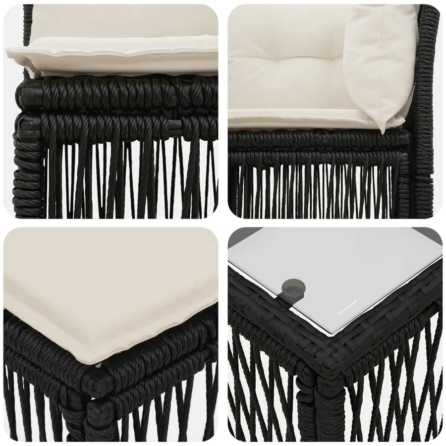 Ensemble de canapé de jardin 9 pcs Noir polyrotin - 7