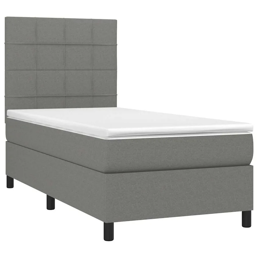 Sommier à lattes de lit avec matelas et LED Gris foncé 80x200cm - 3