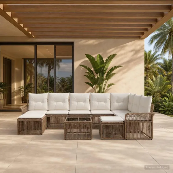 Ensemble de canapé de jardin 10 pcs Beige et blanc crème