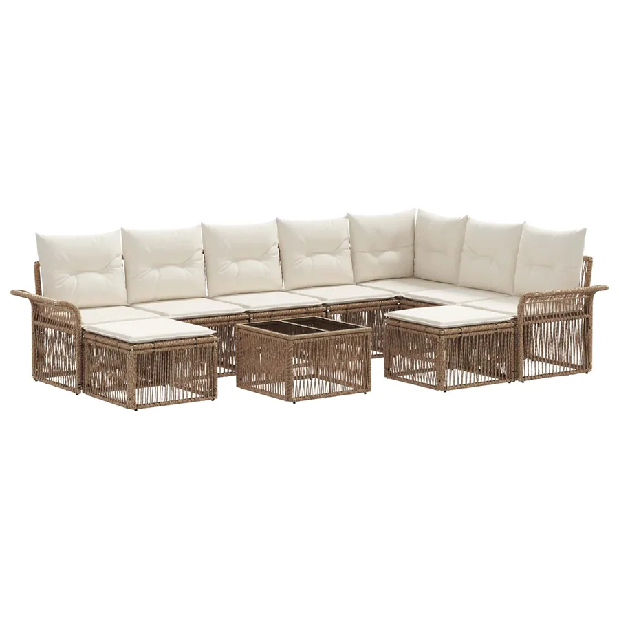 Ensemble de canapé de jardin 10 pcs Beige et blanc crème - 2