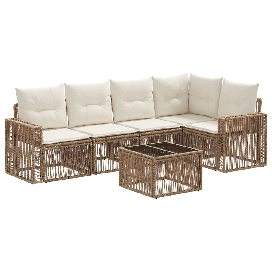 Ensemble de canapé de jardin 6 pcs Beige et blanc crème - 2