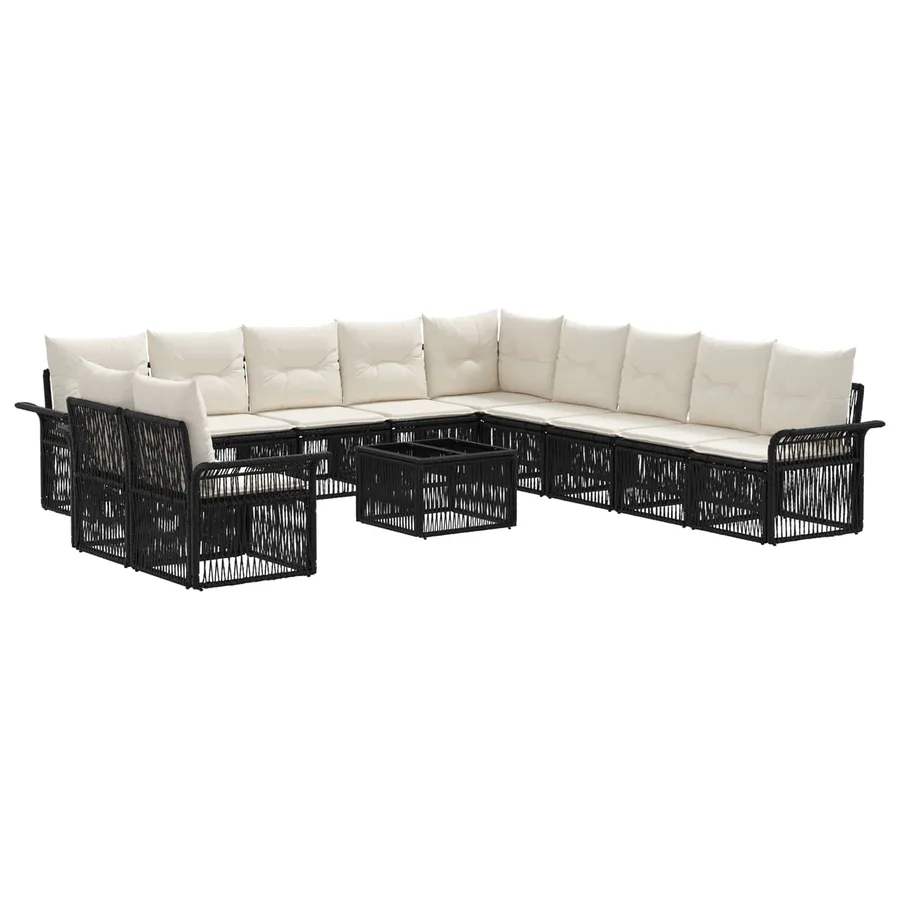 Ensemble de canapé de jardin 12 pcs Noir polyrotin - 2