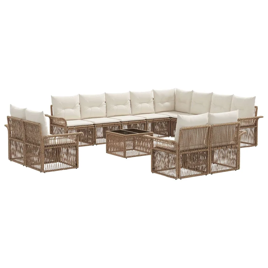 Ensemble de canapé de jardin 13 pcs Beige et blanc crème - 2