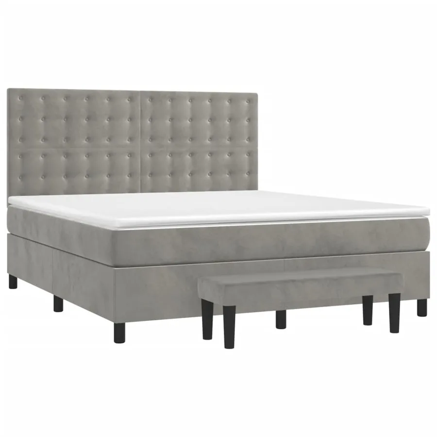 Sommier à lattes de lit et matelas Gris clair 160x200cm Velours - 3