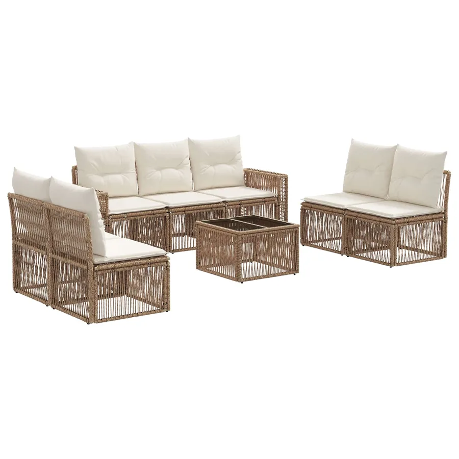 Ensemble de canapé de jardin 8 pcs Beige et blanc crème - 2