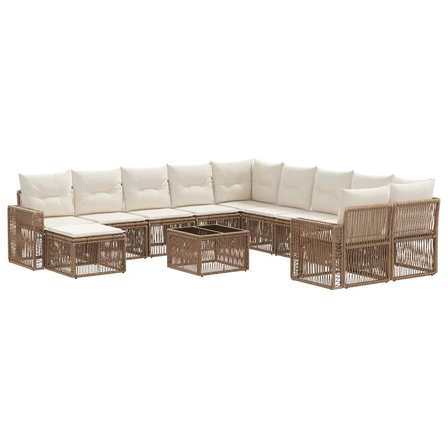 Ensemble de canapé de jardin 12 pcs Beige et blanc crème - 2