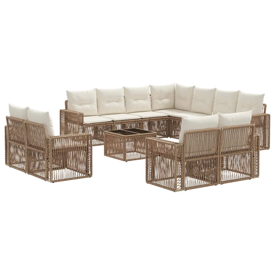 Ensemble de canapé de jardin 12 pcs Beige et blanc crème - 2
