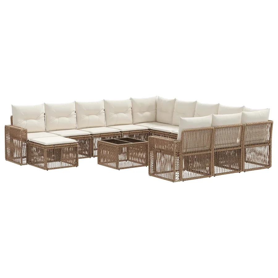 Ensemble de canapé de jardin 13 pcs Beige et blanc crème - 2