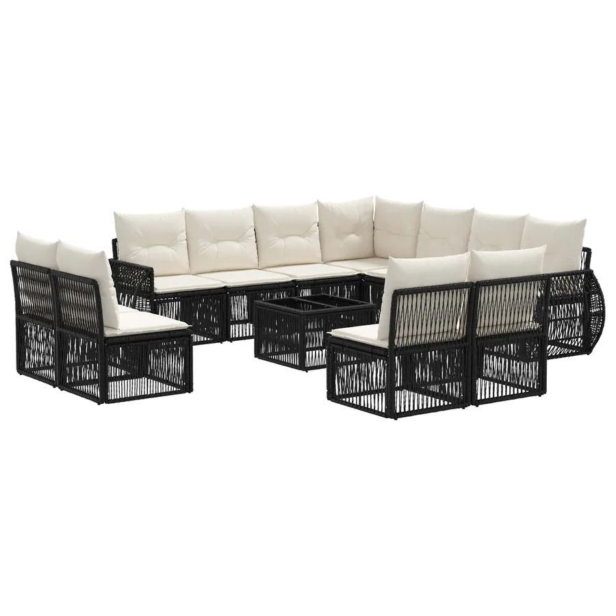 Ensemble de canapé de jardin 12 pcs Noir et blanc crème - 2