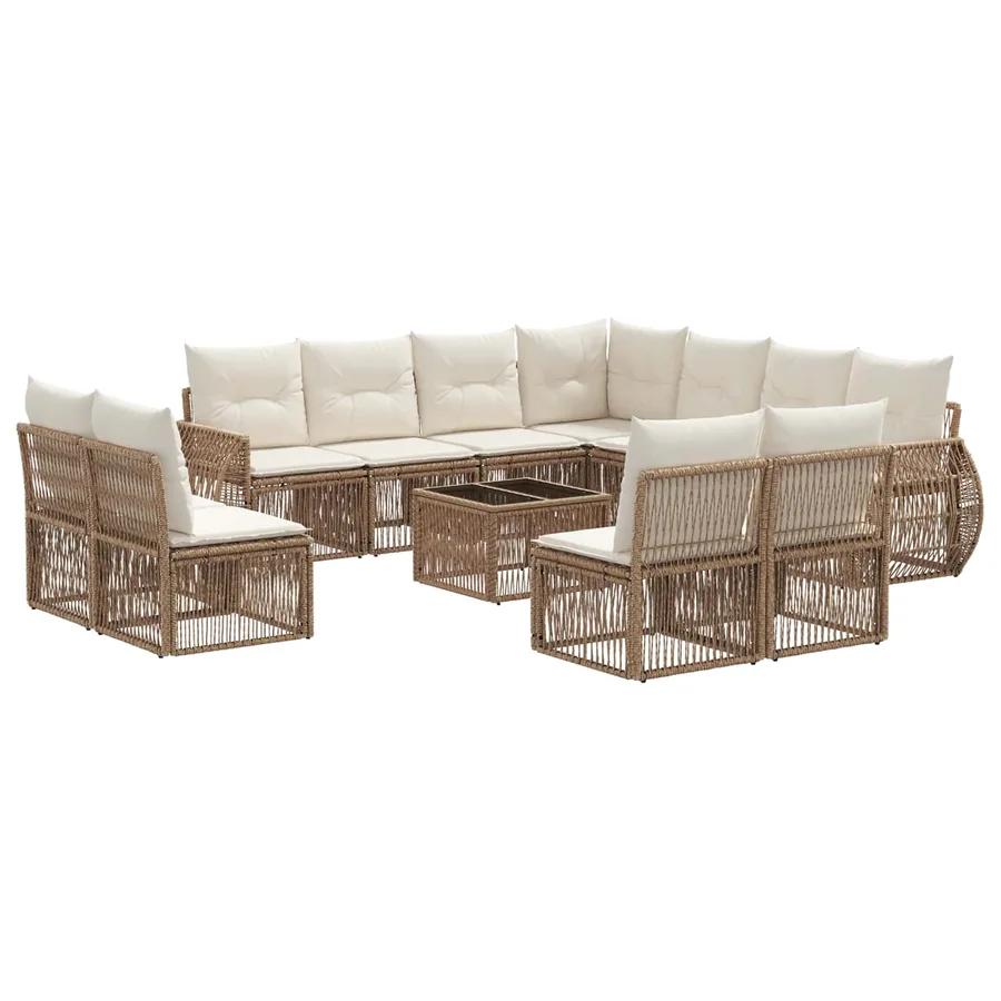 Ensemble de canapé de jardin 12 pcs Beige et blanc crème - 2