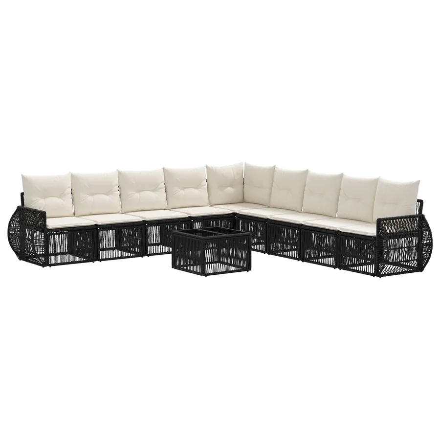 Ensemble de canapé de jardin 10 pcs Noir et blanc crème - 2