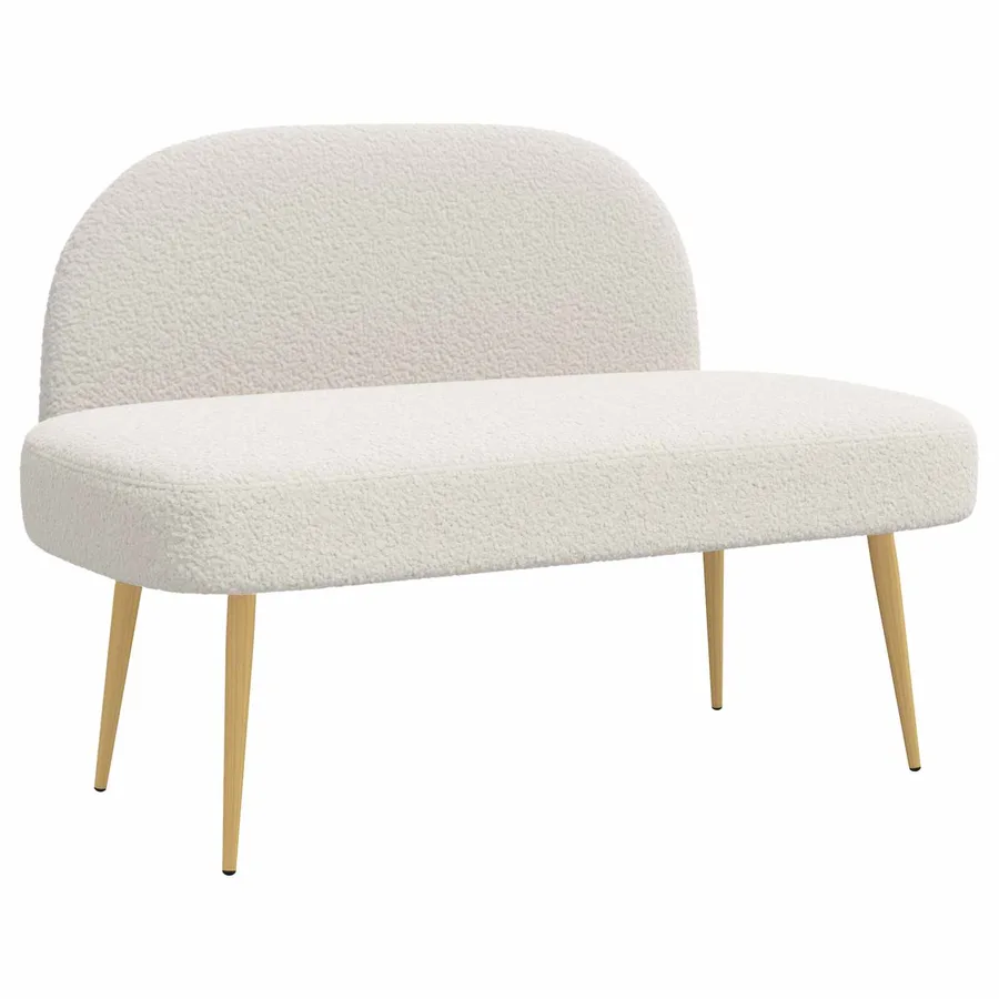 Banc rembourré avec dossier Crème 110 x 60 x 76 cm Bouclé - 2