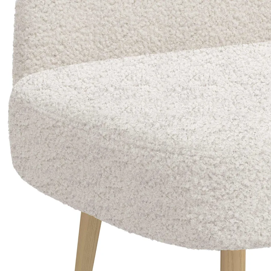 Banc rembourré avec dossier Crème 110 x 60 x 76 cm Bouclé - 5