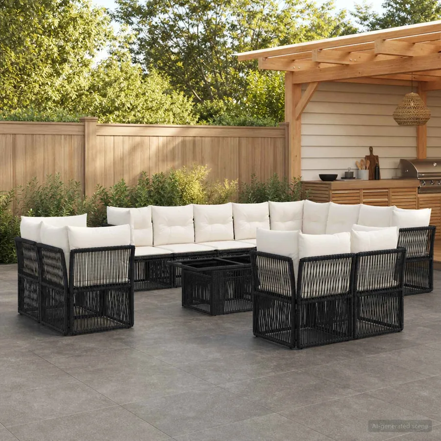Ensemble de canapé de jardin 13 pcs polyrotin