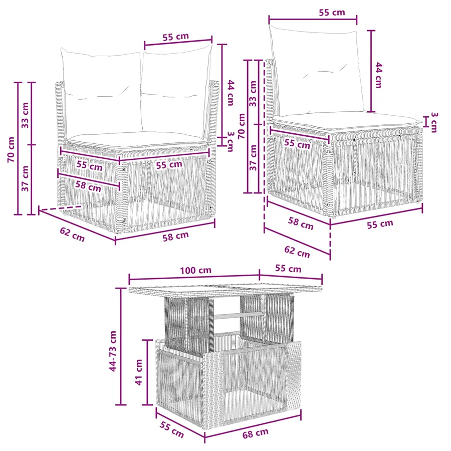 Ensemble de canapé de jardin 13 pcs polyrotin - 12