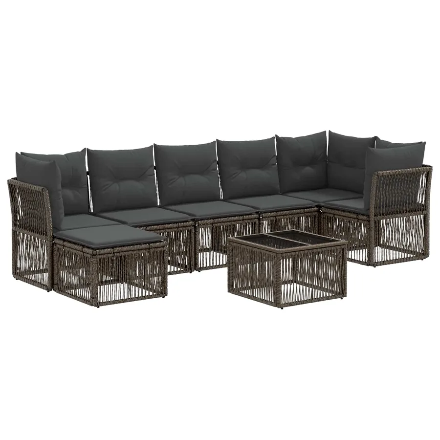 Ensemble de canapé de jardin 8 pcs Gris polyrotin - 2