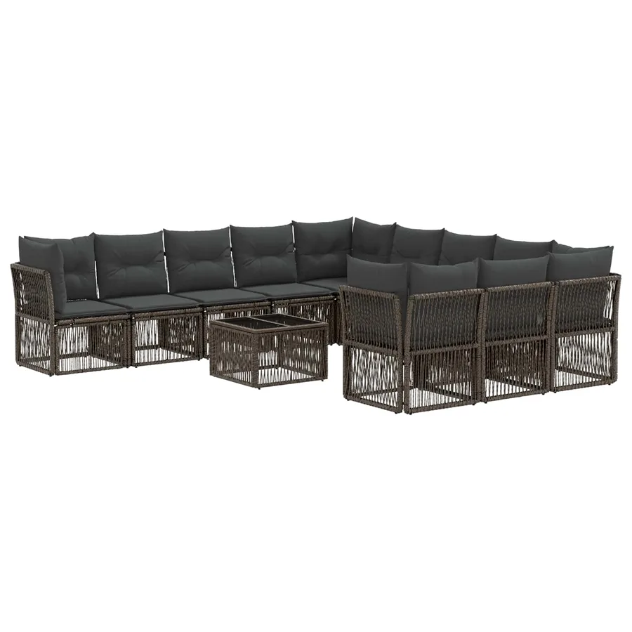 Ensemble de canapé de jardin 12 pcs Gris polyrotin - 2