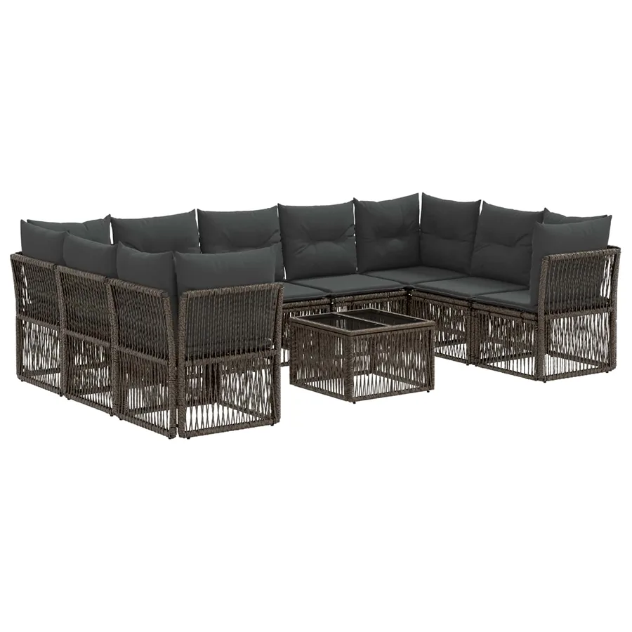 Ensemble de canapé de jardin 10 pcs Gris polyrotin - 2