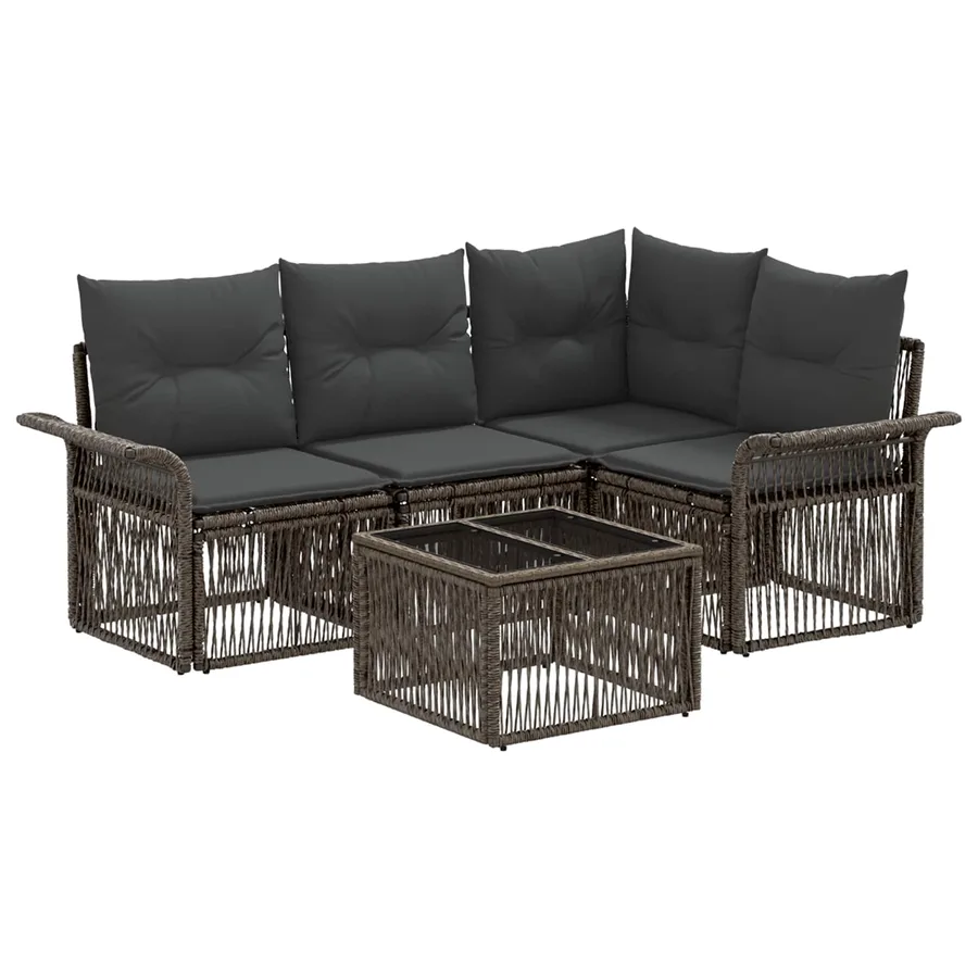 Ensemble de canapé de jardin 5 pcs Gris polyrotin - 2