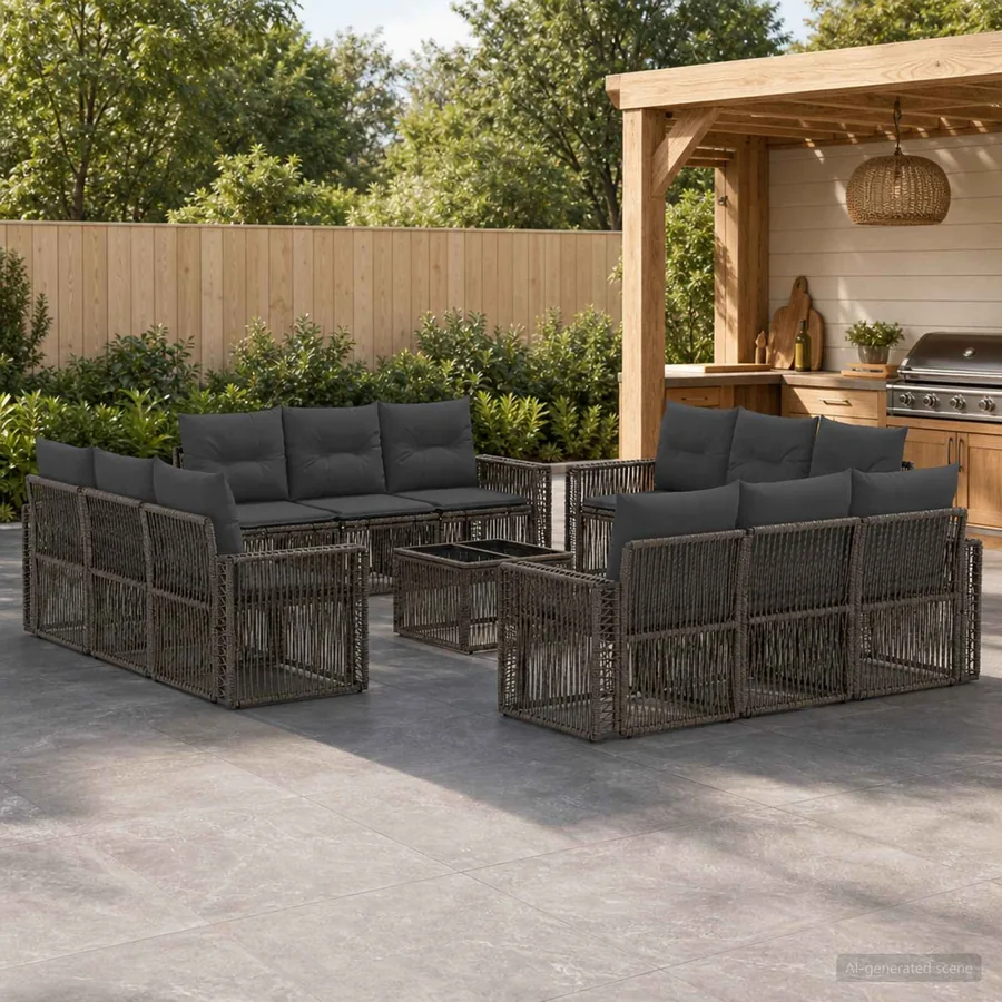 Ensemble de canapé de jardin 13 pcs Gris et Gris foncé