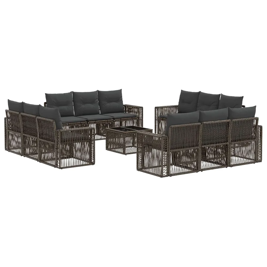 Ensemble de canapé de jardin 13 pcs Gris et Gris foncé - 2