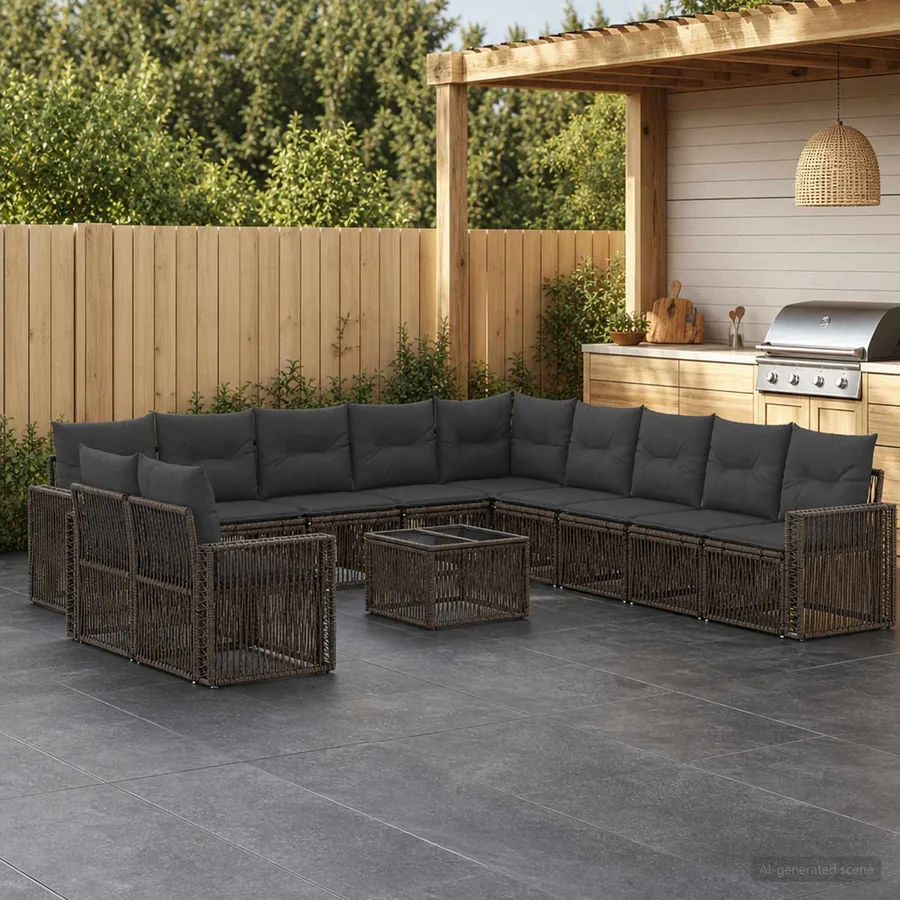 Ensemble de canapé de jardin 12 pcs Gris et Gris foncé