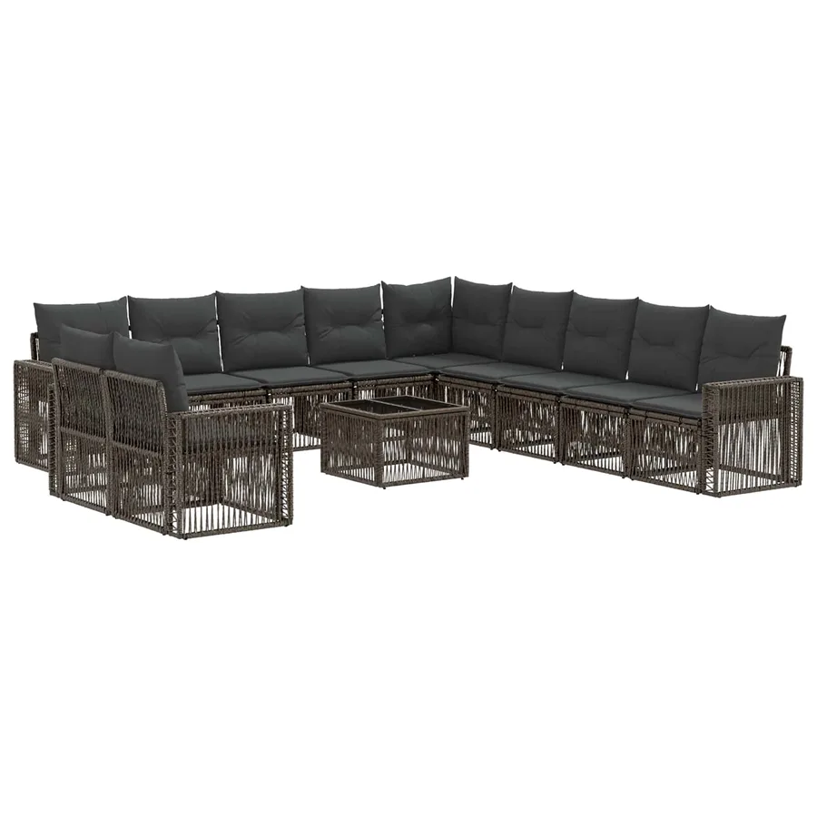Ensemble de canapé de jardin 12 pcs Gris et Gris foncé - 2