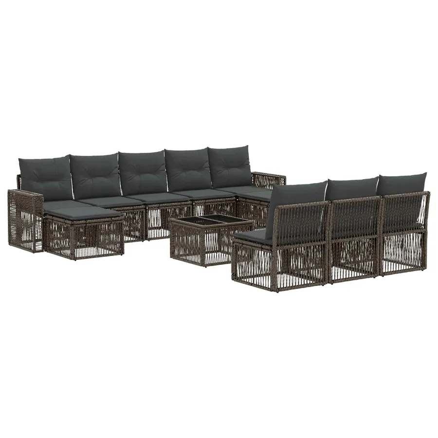 Ensemble de canapé de jardin 11 pcs Gris et Gris foncé - 2