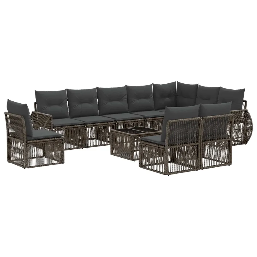 Ensemble de canapé de jardin 11 pcs Gris et Gris foncé - 2